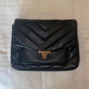 Black Quilted Faux Leather Bag